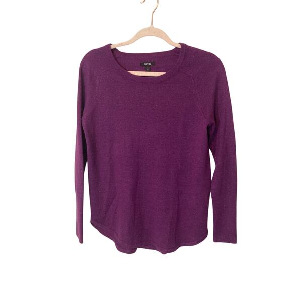 Apt 9 Purple  Modest Sparkly Regency Shimmer Basic Long Sleeve Essential Sweater - Picture 1 of 3